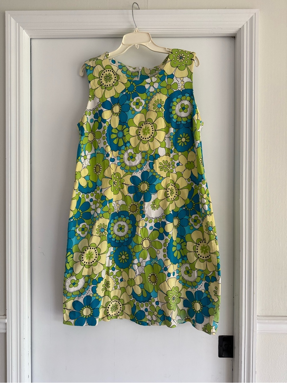 Vintage Mod Floral Dress in Blue and Green